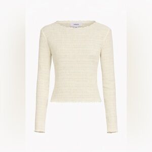 Vince Ivory Textured Long Sleeve Top Size Large